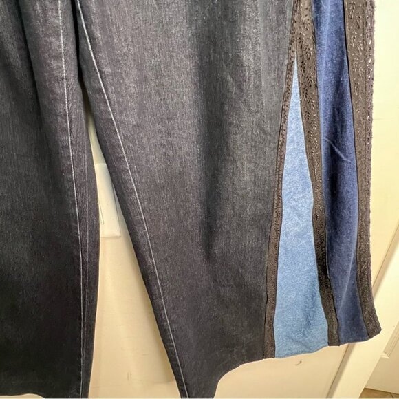 Vintage French Dressing Upcycled Bell Bottom Jeans Wide Leg Baggy 70s Style - Picture 5 of 16